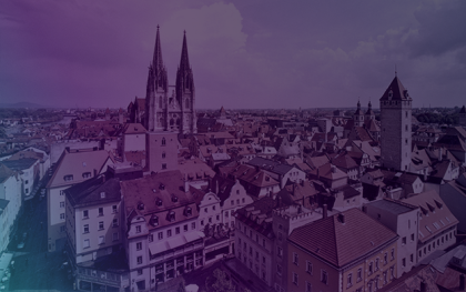 Die deutsche Stadt Regensburg aus der Vogelperspektive